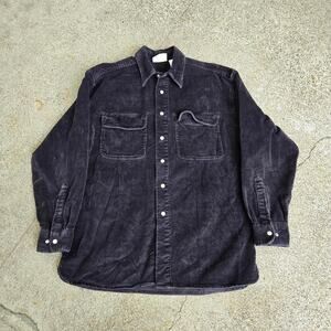 Vtg CANYON RIVER BLUES Plain Earthtone Minimal Wide Corduroy Button Up Shirt Sm